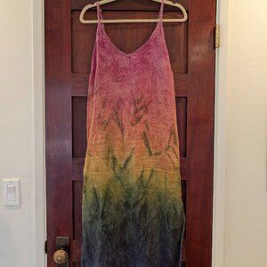 Small Rainbow Katie Diamond Wolff Long Linen Slip Dress Pockets AdjustableStraps